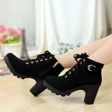 Fashion Women High Heel Lace Up Side Zipper Buckle Ankle Boots Suede Shoes Black Walmart Canada Fashion Women High Heel Lace Up Side Zipper Buckle Ankle Boots Suede Shoes Black Walmart Canada
