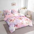 thumbnail image 4 of Manfei Chic Butterfly 7-Piece Bedding Comforter Set,Golg Glitter Print King Bedding Sets,Pink White Bed Sheets For Girls Kids,Breathable Home Decor Reversible, 4 of 9