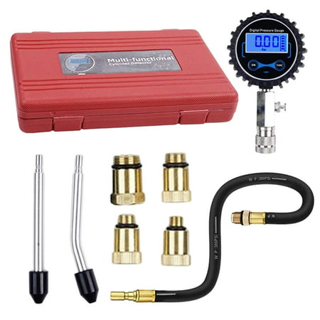 

Compression Tester Automotive | Digital Cylinder Compression Gauge 0-200PSI | Car Engine Cylinder Compression Test Tool Kit with Adapters & Hose