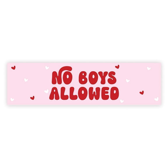 Koyal Wholesale No Boys Allowed Galentines Day Banner, Retro Anti-Valentine Party Décor, 13"x48"