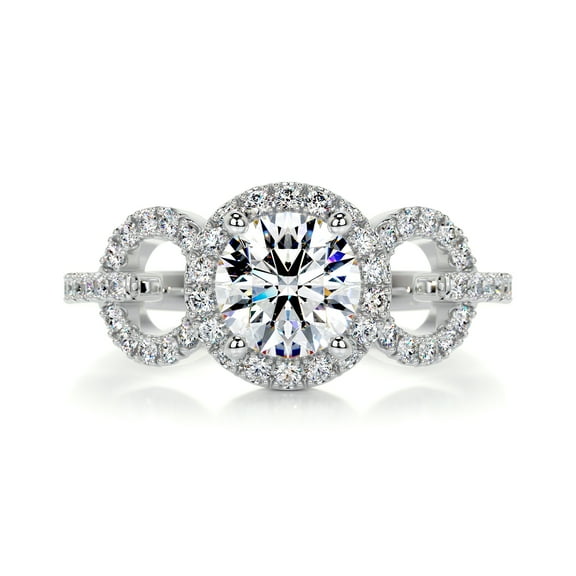 Blue Jewel Wedding Ring - Round Cut Brilliant 1.9 Ct Diamond Ring - Silver 14K White Gold Over Ring for Women's - Eternity Diamond Ring - Halo Diamond Rings for Her - V Shape Eternity Diamond Ring