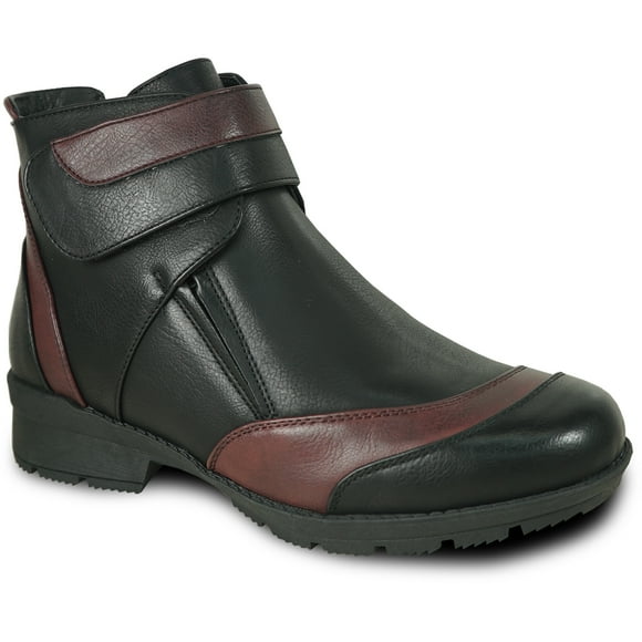 kozi Canada Ice Brake Women Waterproof Winter Snow Bootie IVY Fur Lined Hook-and-Loop Black Multi Color