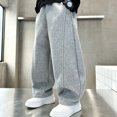 thumbnail image 4 of Miqool Boys Fall Cotton Baggy Sweatpants Loose Fit Elastic Waist Soft Wide Leg Jogger Pants for School Sports Casual Wear, 4 of 7