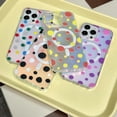 thumbnail image 6 of Compatible with iPhone 15 Pro Max Cute Case Wave Dot Pattern Magnetic Laser Holography Bling Frosting Funny Fashion Protection Shockproof Cover for Women Girls Yellow, 6 of 12