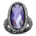 thumbnail image 1 of IP Light Black IP Gun Stainless Steel Ring with AAA Grade CZ, Tanzanite - Size 5, 1 of 1