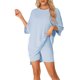 thumbnail image 1 of Conjunto de ocio de gran tamaño para mujeres INSPIRE CHIC, sudaderas de entrenamiento, camiseta con pantalones cortos de ciclista, conjuntos 2XL azul claro, 1 of 6