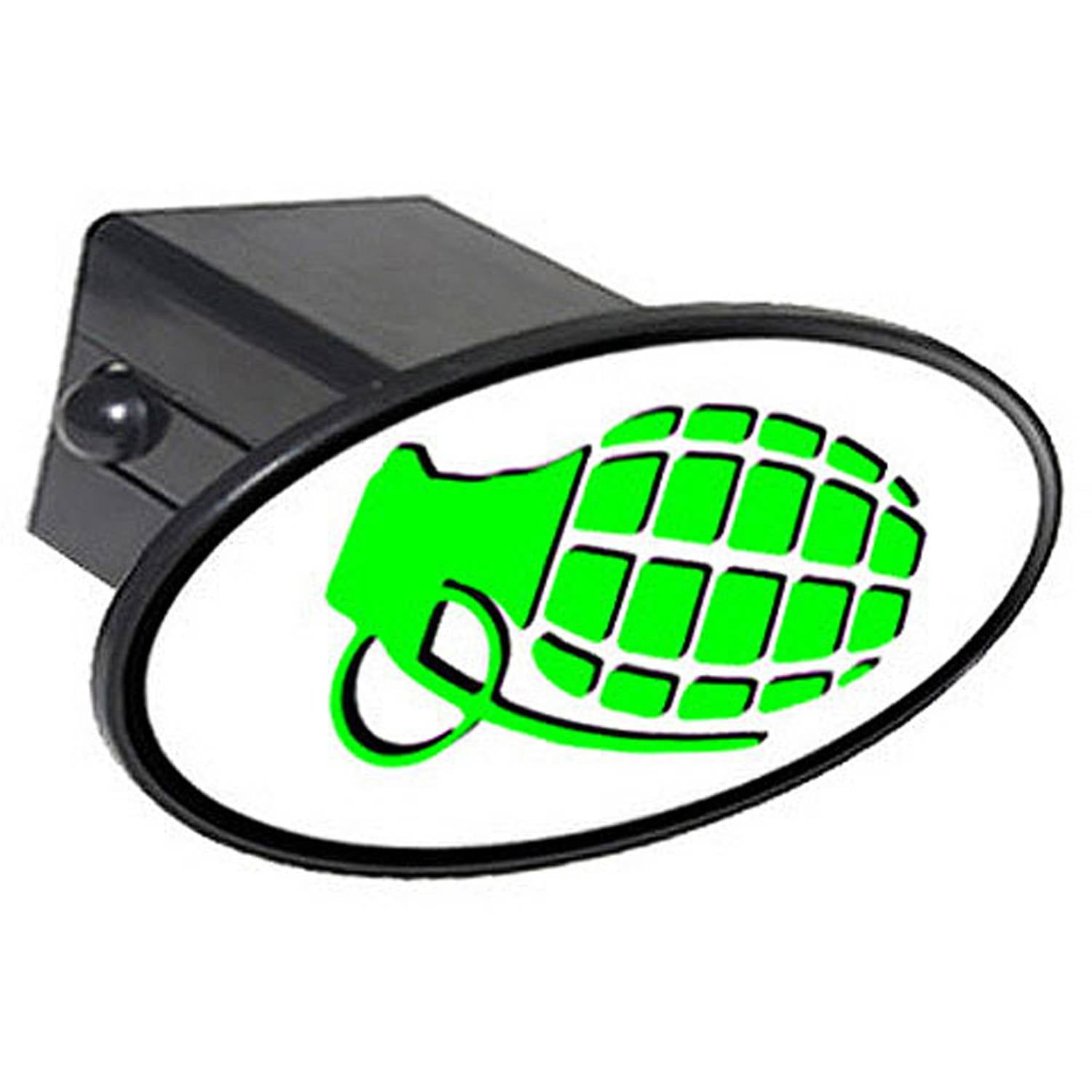 Grenade Green On White 2" Oval Tow Trailer Hitch Cover Plug Insert