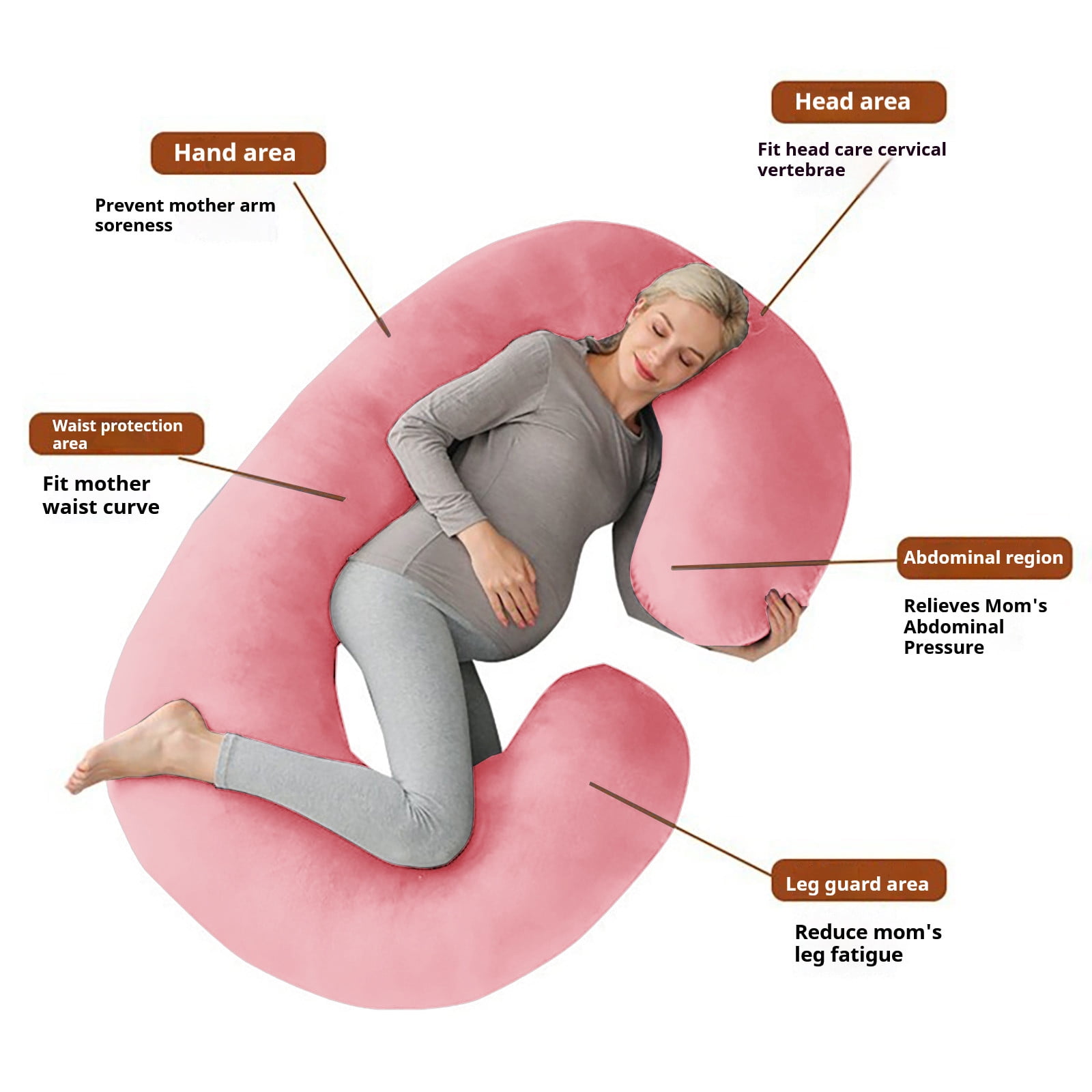 XIAOLE Pregnancy Pillow, For Pregnant Woman C-Shape Full Body Pillow And Maternity Support, Support For Back, Hips, Legs, Belly For Pregnant Women,Removable Maternity Pillow