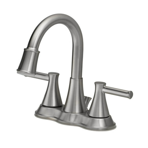 Grifo para lavabo de baño OakBrook Doria, 2 manijas, níquel cepillado