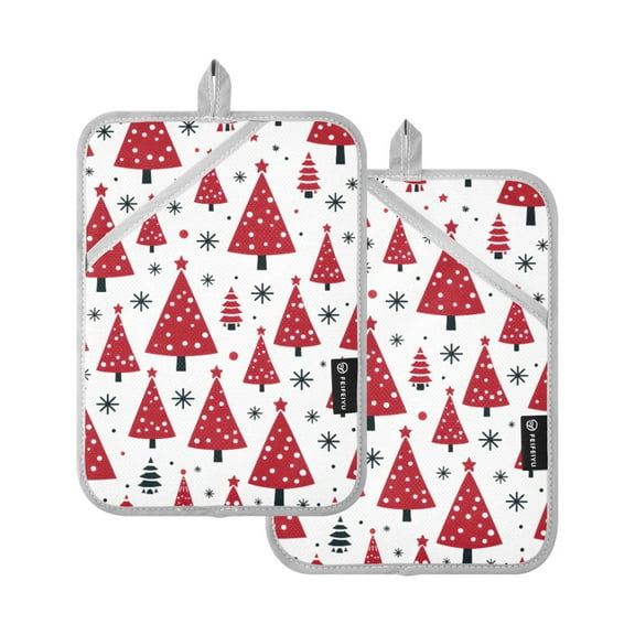ALAZA Christmas Trees Pot Holders Set of 2 Heat Resistant Kitchen Oven Mitts