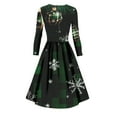 thumbnail image 4 of Christmas Dresses for Women Women's Casual And Fashionable Christmas Printed Long Sleeved V-neck Sexy Dress with Pockets for Holiday Party,Dark Green,XL, 4 of 7