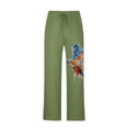 thumbnail image 4 of Mens Casual Linen Pants Loose Fit Straight-Legs Elastic Drawstring Waist Summer Beach Yoga Long Pants Green 01 XXXL, 4 of 7