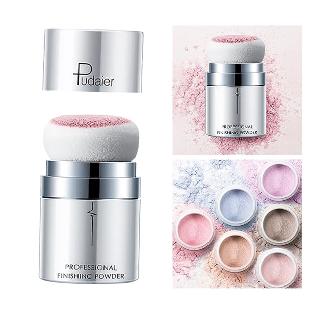 Maquillaje de acabado polvo de ajuste suelto, brillo facial Control de brillo Base de polvo natural profesion Chica Mujer Cosméticos 10G Yinane Polvos fijadores sueltos