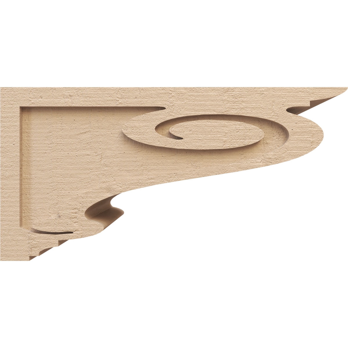 11"W x 22"D x 11"H Wide Scroll Rough Cedar Woodgrain TimberThane Corbel, Primed Tan