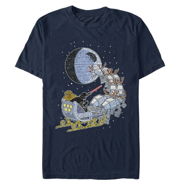 Men's Star Wars Darth Vader Starry Sleigh Graphic Tee Navy Blue 2X Large