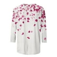 thumbnail image 4 of Ounisa Womens 3/4 Sleeve Tops 2025 Summer Floral Print Round Neck Shirts Loose Fit Three Quarter Sleeve Tshirts, 4 of 6