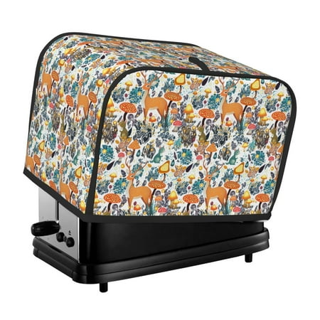 

KLL Abstract Plants Mushroom Deer Print 2 Slice Toaster Dust Covers Kitchen Small Appliance Cover with 2 Pockets Can hold Jam Spreader Knife & Toaster Tongs (11.4 x 7.9 x 7.5)