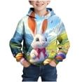 thumbnail image 2 of Sudadera con capucha para niño, para niño, con estampado de Feliz Día de Pascua, color, manga larga, informal, deportiva, con capucha, sudadera con capucha de manga larga, top con inserciones en los h, 2 of 5