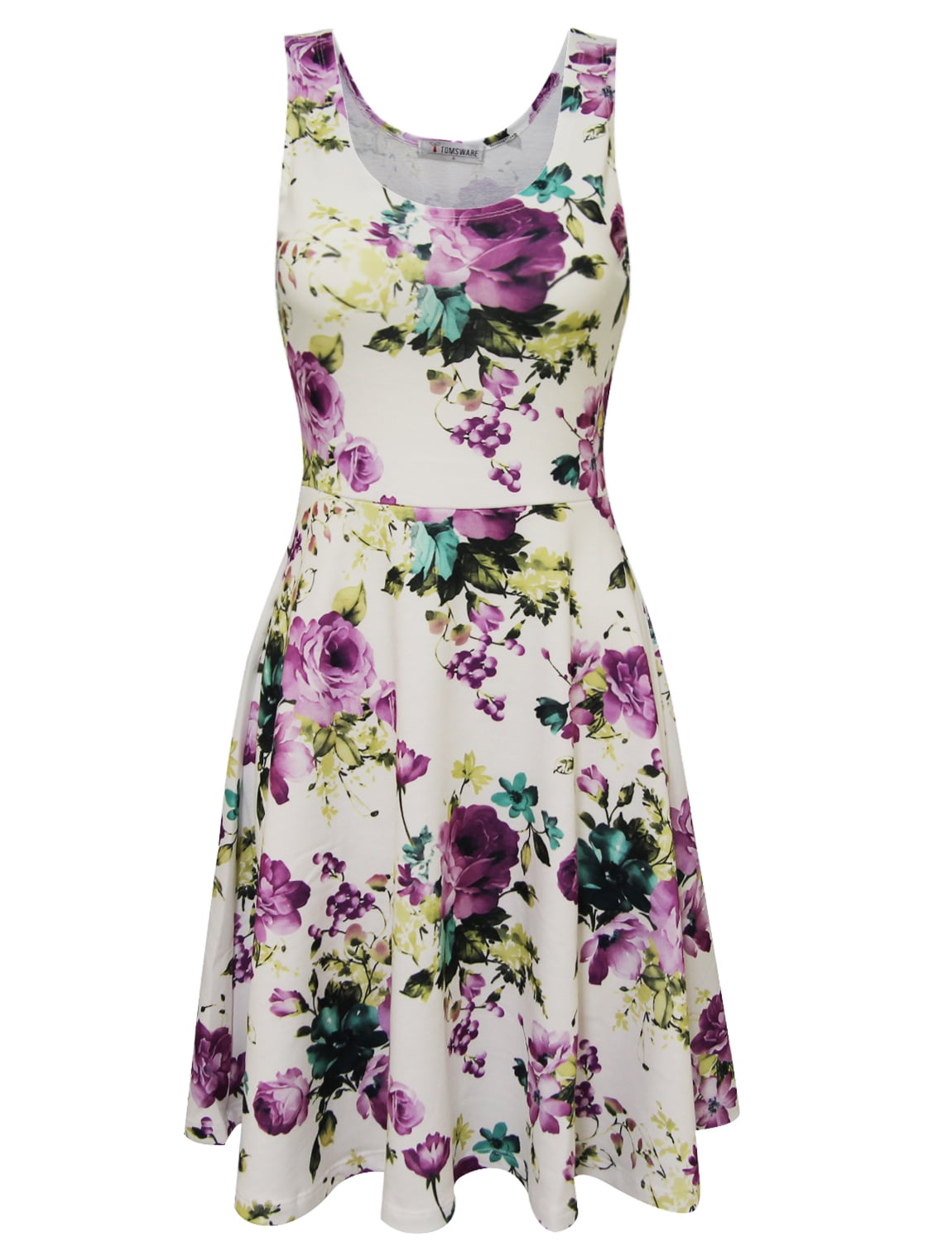 Tam Ware - TAM WARE Womens Casual Fit and Flare Floral Sleeveless Dress ...