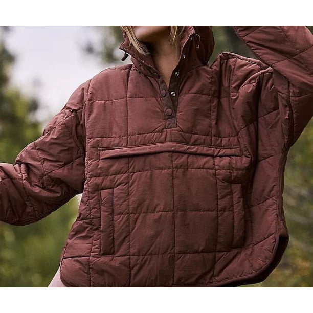 Chaqueta de algodón con capucha de color liso con bolsillo plegable para la cabeza, chaqueta de manga larga para mujer