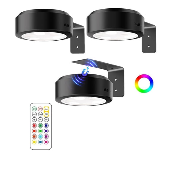 Picture Lights for Wall, Rechargeable Battery Magnetic Poster Lights with 3 Color Temps & 12 RGB, Remote Dimmable Timer