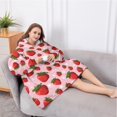 thumbnail image 5 of Oversized Wearable Blanket Hoodie,Red Strawberry Plants Fruit Dot Pink Pattern Sherpa Blanket Hoodie with Super Pockets,Super Warm Fuzzy Pullover for Women & Men, 5 of 6