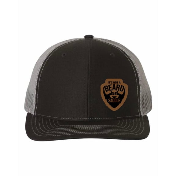 It's Not a Beard It's a Saddle Hat, Richardson 112 Dad Hat, Beard Cap, Dad Gift, Birthday Gift, Leather Richardson, Black Charcoal