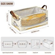 Food Pattern Design Open Home Storage Bins Foldable Metal Frame Shelf Baskets 16.9x11.4x7.7in Water-Resistant