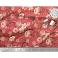 thumbnail image 3 of Soimoi Orange Cotton Duck Fabric Peach Flower Watercolor Print Sewing Fabric Yard 44 Inch Wide, 3 of 3