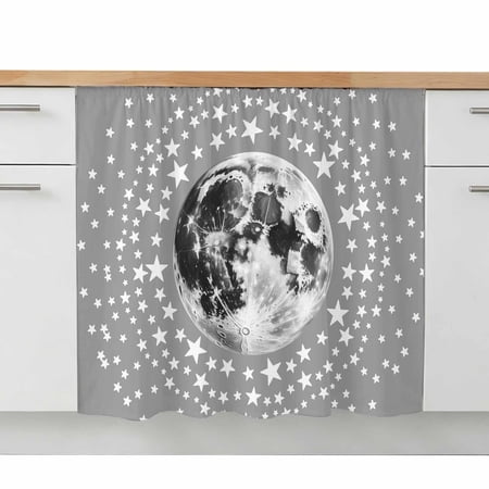 Cabinet Curtain Moon Star Cluster Kitchen Shelf Curtain Desk Under Sink Curtain Skirt Privacy Drape Cover Grey Starry Night Cabinet Curtains for Kitchen Shelves Laundry Room Bathroom 28x35 Inch
