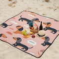 Cute Dachshund Dogs and Cloud Picnic Blanket Sandproof Foldable Beach