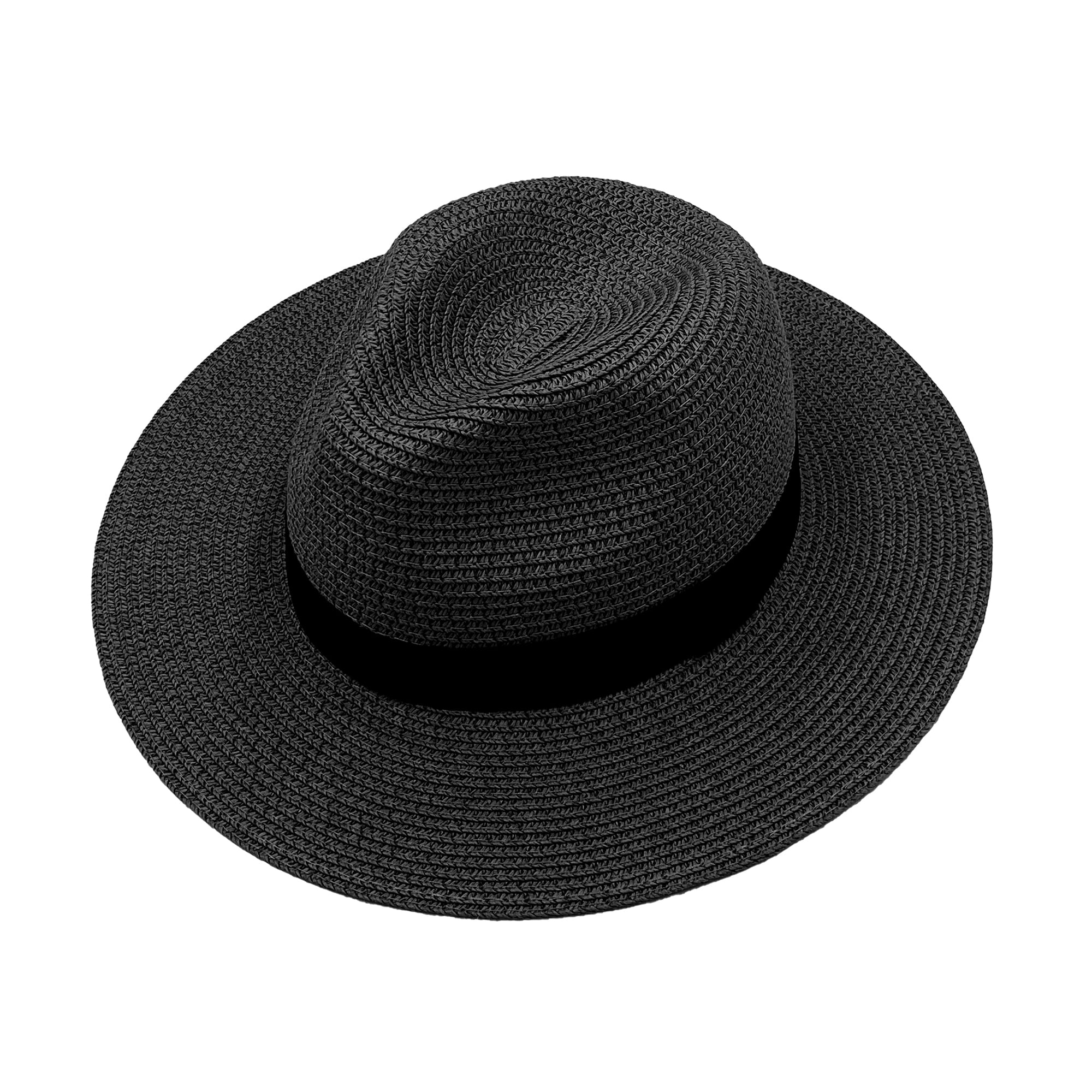 ACCEHUT Women Straw Panama Hat Fedora Beach Sun Hat Wide Brim Straw