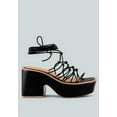 thumbnail image 2 of FAWCETT Black Tie Up Platform Heeled Sandals, 2 of 6