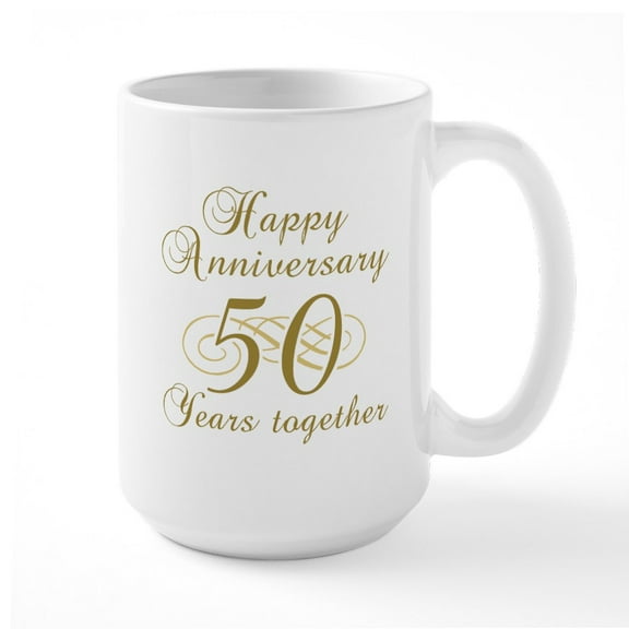 CafePress - Stylish 50Th Anniversary Large Mug - 15 oz Ceramic Large White Novelty Mug