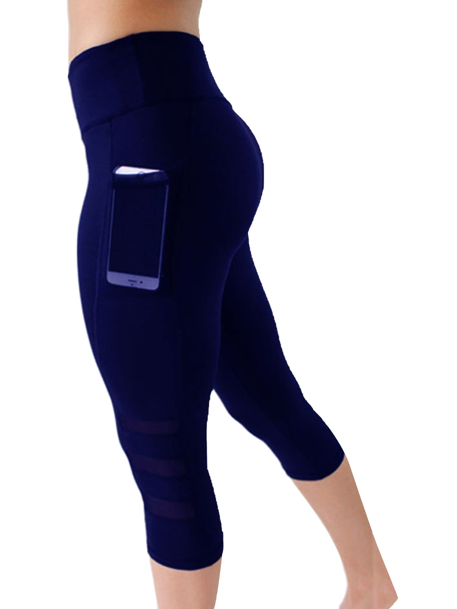 High Waist Yoga Pants Yoga Capris with Pockets 4 Ways Stretch, Tummy