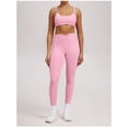 thumbnail image 2 of PISONIC Workout Workout Sets Color Block Twist Back Layered Sports Bra Twist Waist Leggings Gym Yoga Outfits, 2 of 9