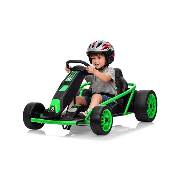Go Kart eléctrico infantil 24V para niños 8-12 años - Motores dobles 300W - Batería 9Ah - Velocidad hasta 13km/h - Drift seguro y arranque suave - Música y claxon - Pantalla de batería - Hasta 70kg