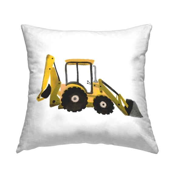 Stupell Industries Yellow Bulldozer Construction Printed Throw Pillow Design by Elizabeth Medley