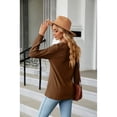 thumbnail image 4 of Anbech Vneck Women Solid Color Shirt Buttons Long Sleeve Blouse Casual Fashion Tops, 4 of 8