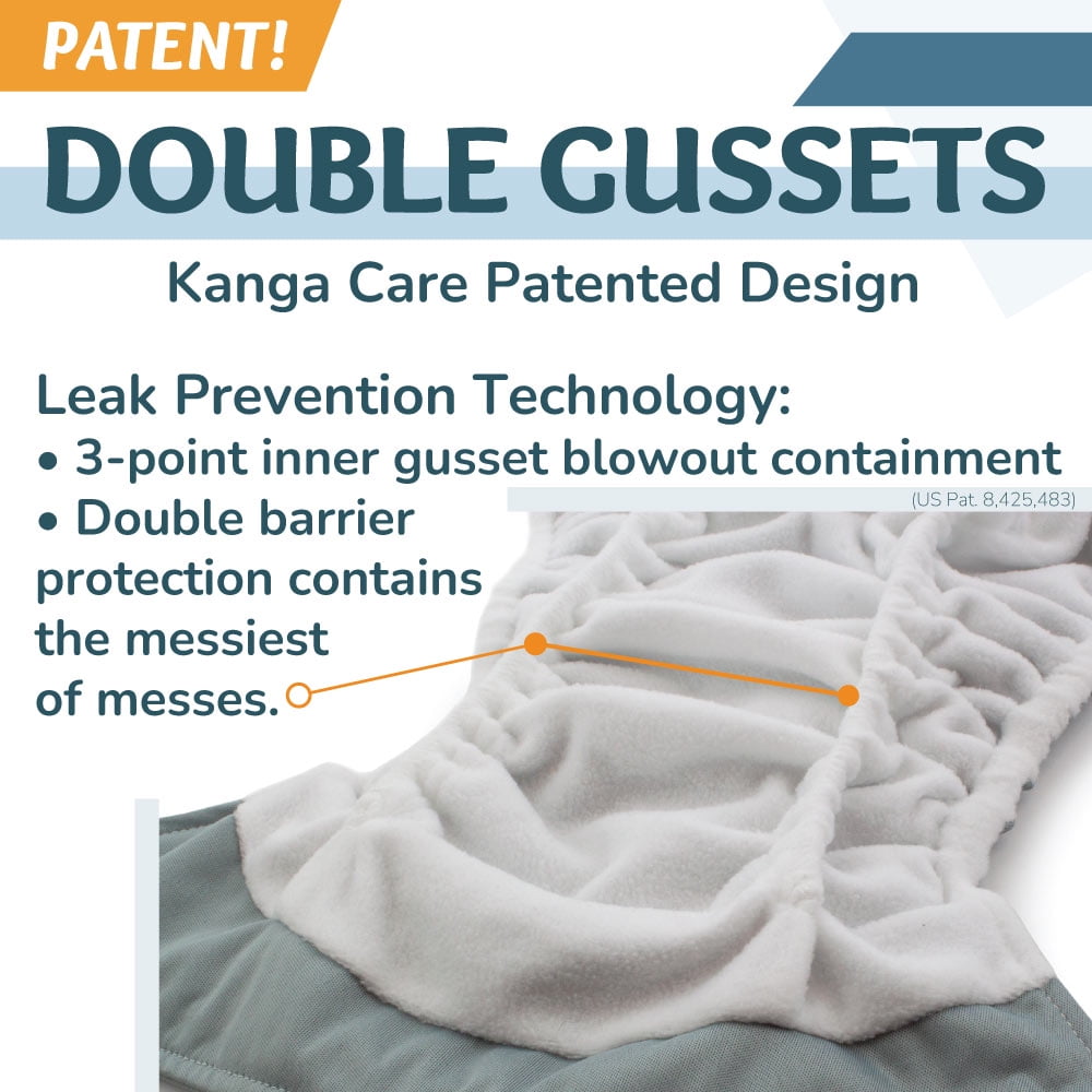 Kanga Care Rumparooz G3 Stay Dry Cloth Diaper Reusable One Size Pocket Diaper Patented Inner Double Gusset 2 pcs Microfiber Insert Soaker (6-55+ lbs) - Aquarius