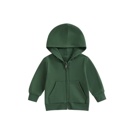 

Toddler Boys Girls Hoodies Jacket Solid Color Zip Up Kids Coat