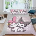 thumbnail image 2 of My Melody Conjunto de sábanas temático, trío de piezas, cómodo y amigable con la piel, diseño único, regalo de decoración para el hogar para familiares, amigos y fans,140cm *210cm, 2 of 6