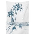 thumbnail image 3 of Ambesonne Island Tablecloth Rectangular Table Cover, Palm Tree Boat Sketch, 60"x90", Petrol Blue White, 3 of 4