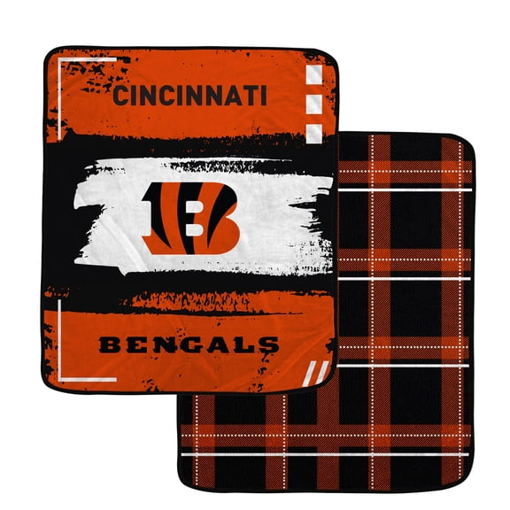 Pegasus Cincinnati Bengals 60- x 70- Distressed Plaid Blanket