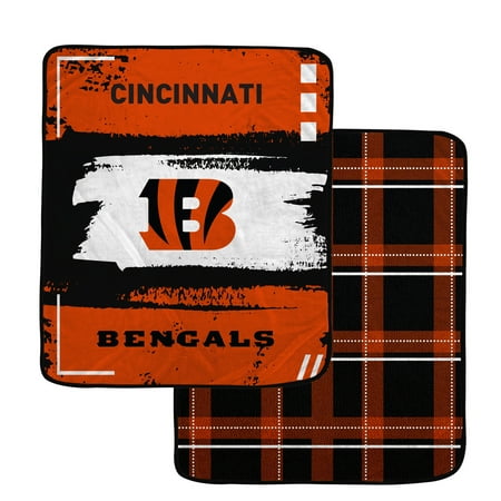 Pegasus Cincinnati Bengals 60- x 70- Distressed Plaid Blanket