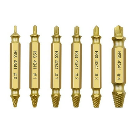 JIAHAOO Quick Screw Removal Kit for All Sizes 6 Tungsten Carbide Extractors in Gold for Home & Automotive Repairs
