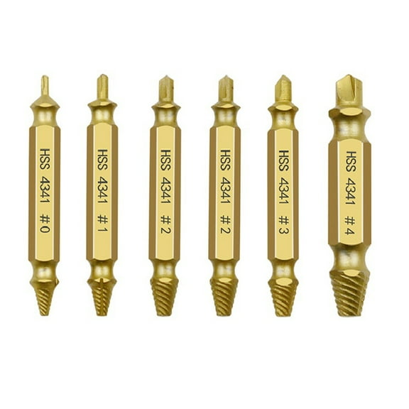 JIAHAOO Quick Screw Removal Kit for All Sizes 6 Tungsten Carbide Extractors in Gold for Home & Automotive Repairs