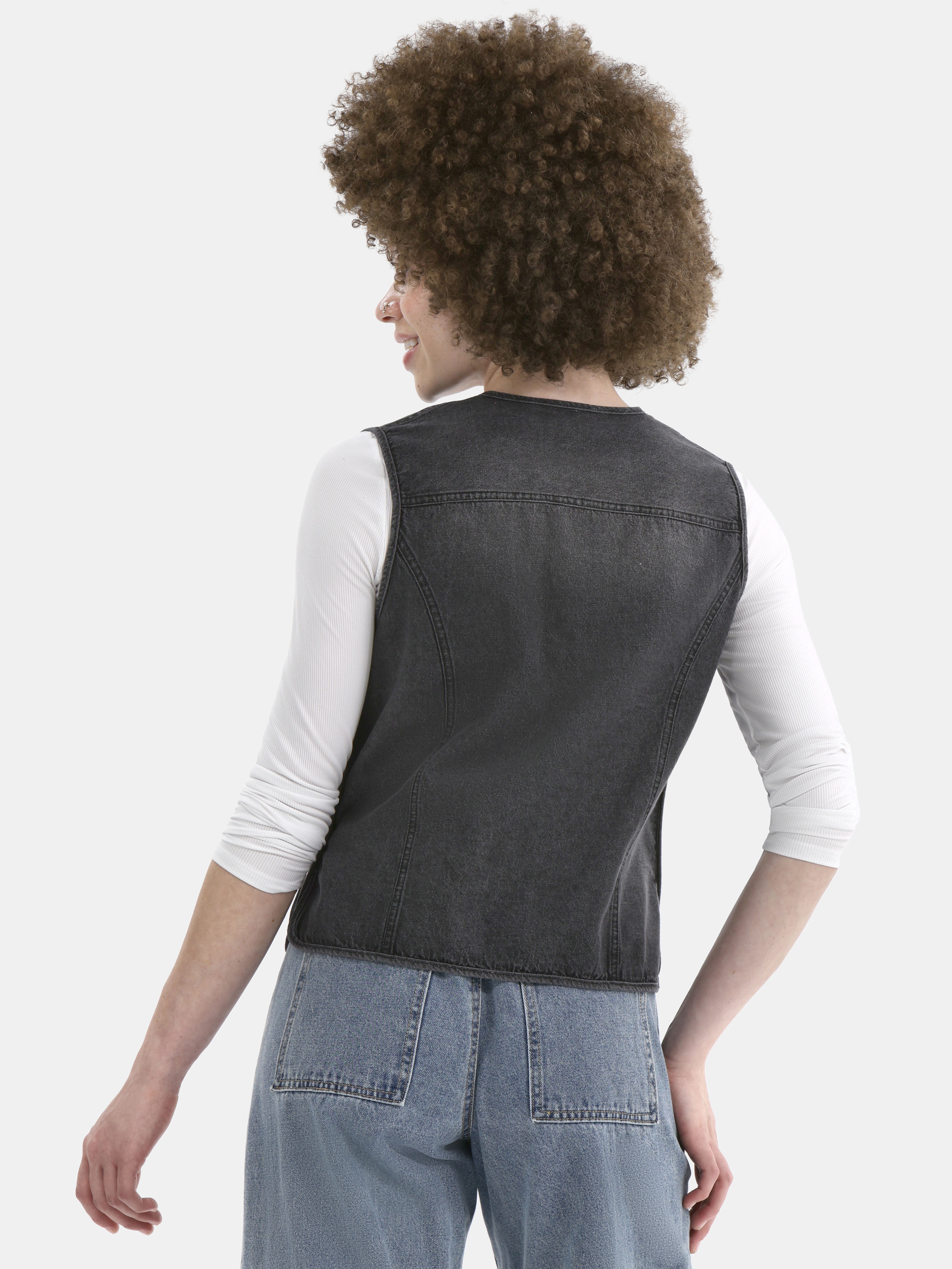 No Boundaries Women's Denim Vest, 2X-3XL, Black, Cotton