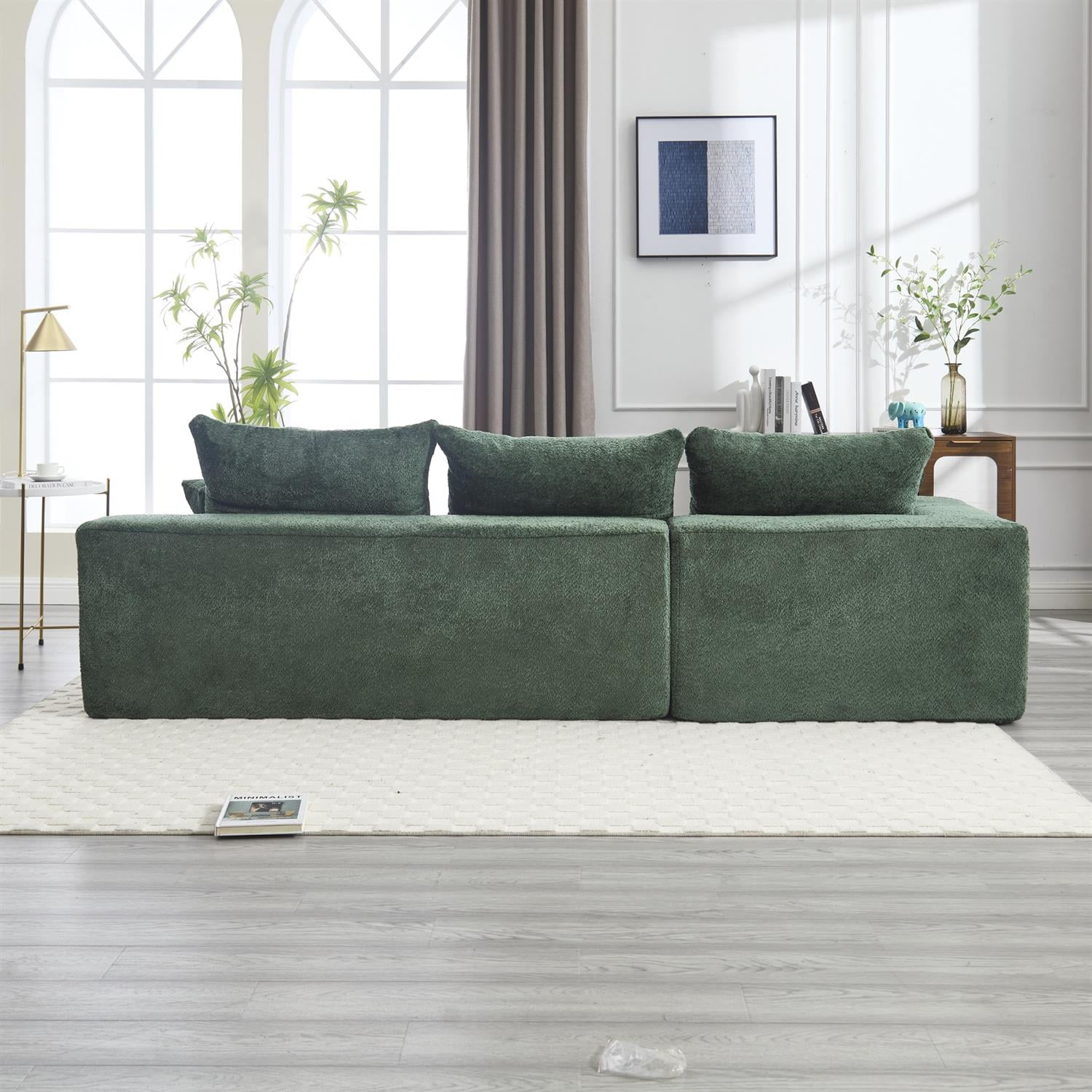 Demi Bonn 108" Modern L-Shaped Sofa, Premium Fabric Couch with Deep Seating, Freestyle Setup, No Assembly Needed for Living Room Relaxation, Green