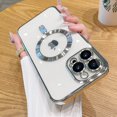 thumbnail image 1 of Fashion Magnetic Case For Magsafe For iPhone 14 13 12 Pro Max Plus Plating Clear Soft Silicone Wireless Charging Cover, 1 of 5